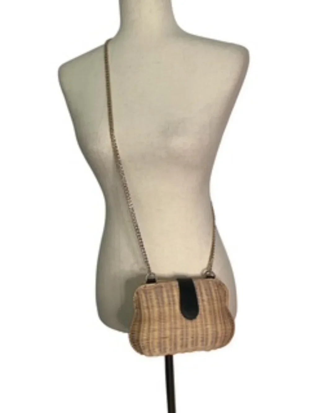 A New Day Clam Shell Ratan Crossbody purse / clutch